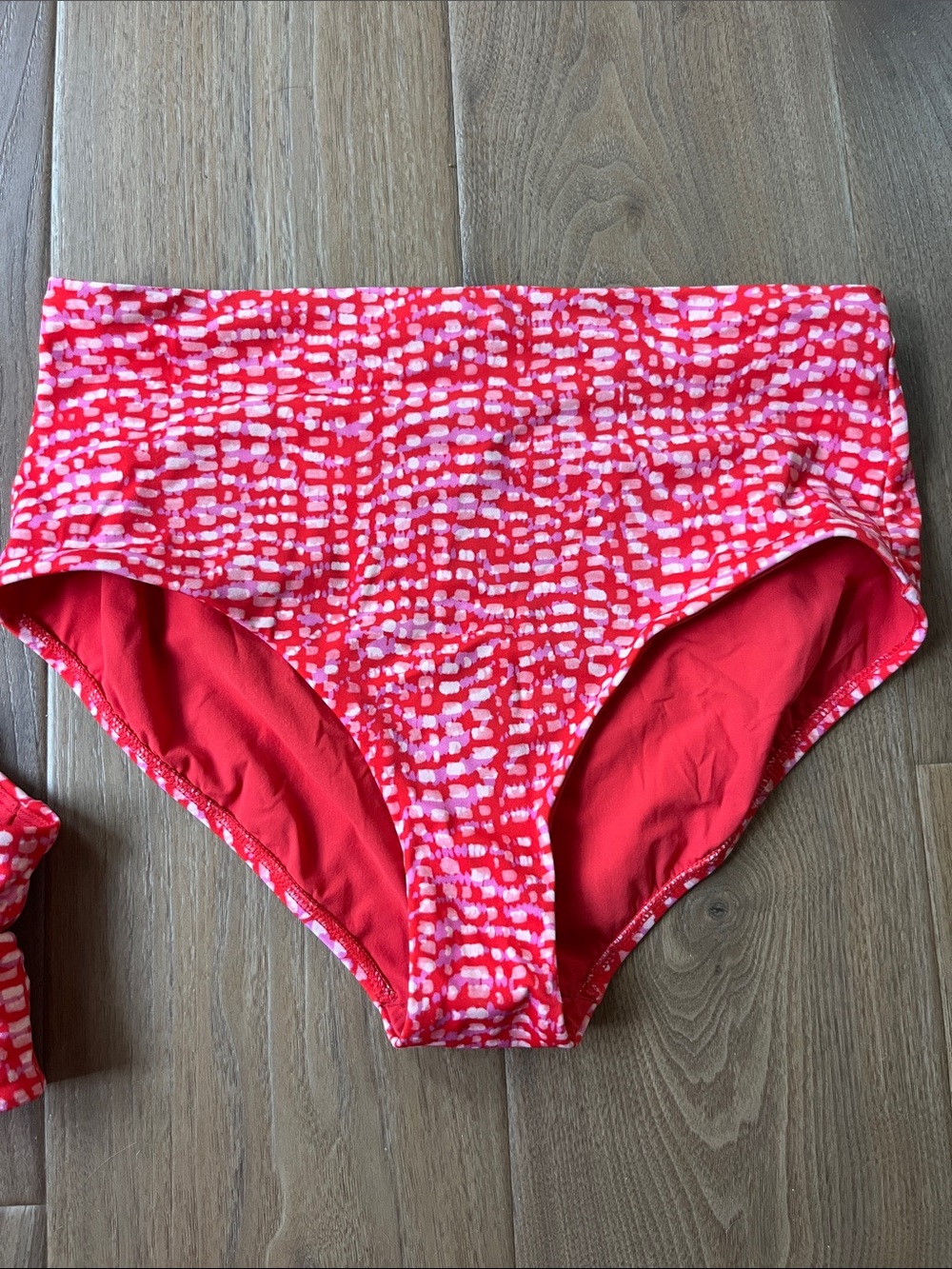 Athleta Coral Red Printed high waist Bikini Bottoms